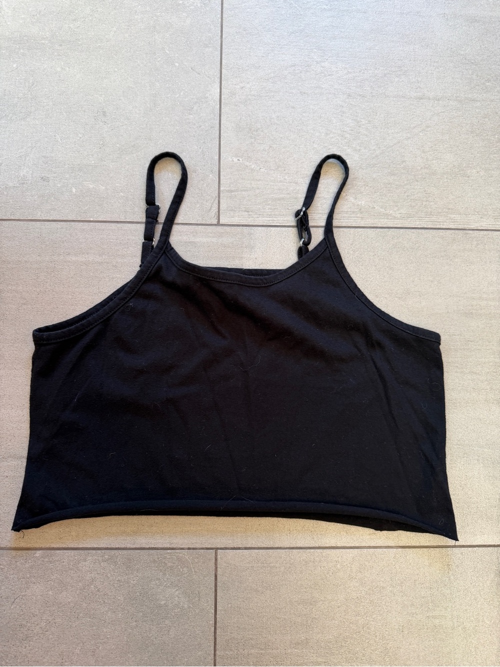 Black Women's Crop Cami Tank Top in soft cotton/spandex blend. Solo or layer!
